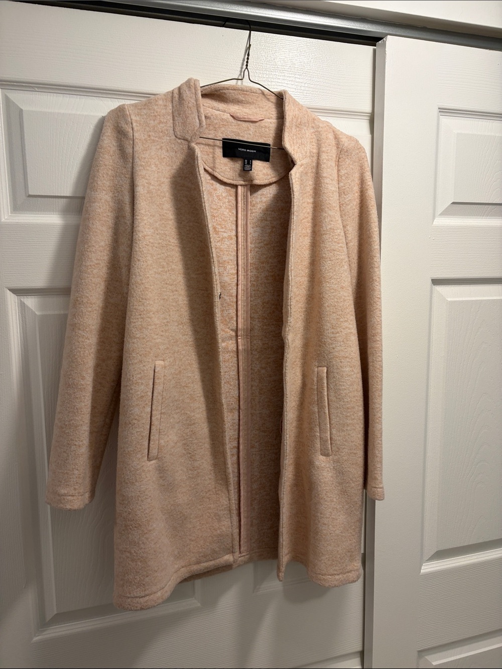 Blush Open-Front Wool-Blend Pea Coat